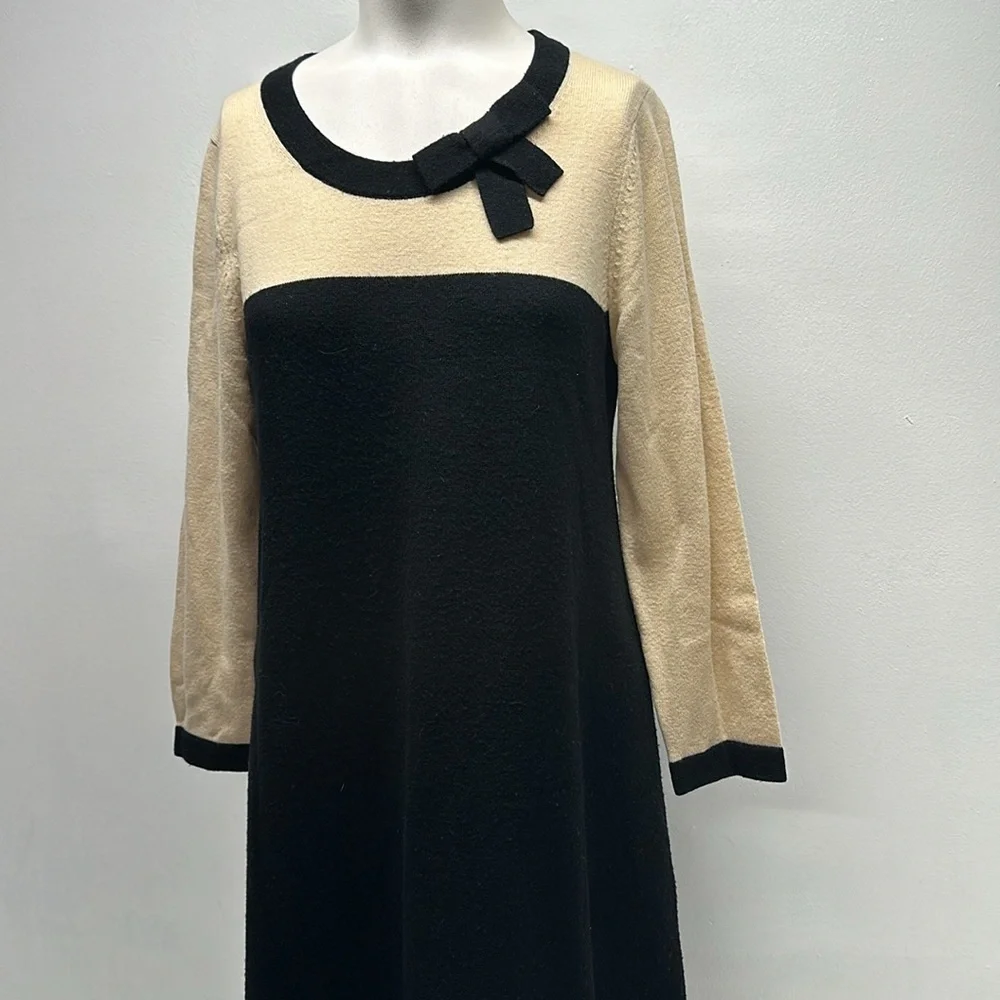 Kate Spade Sweater Dress Long Sleeve Bow Wool Cashmere Knit Colorblock M Medium
